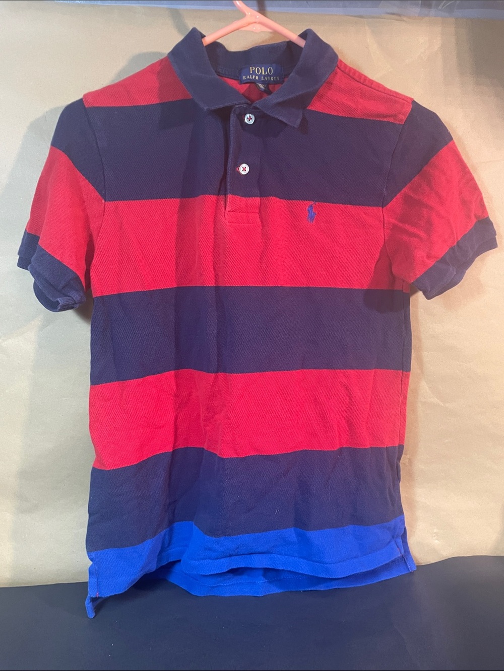 Polo by Ralph Lauren Red & Navy Wide-Stripe Polo